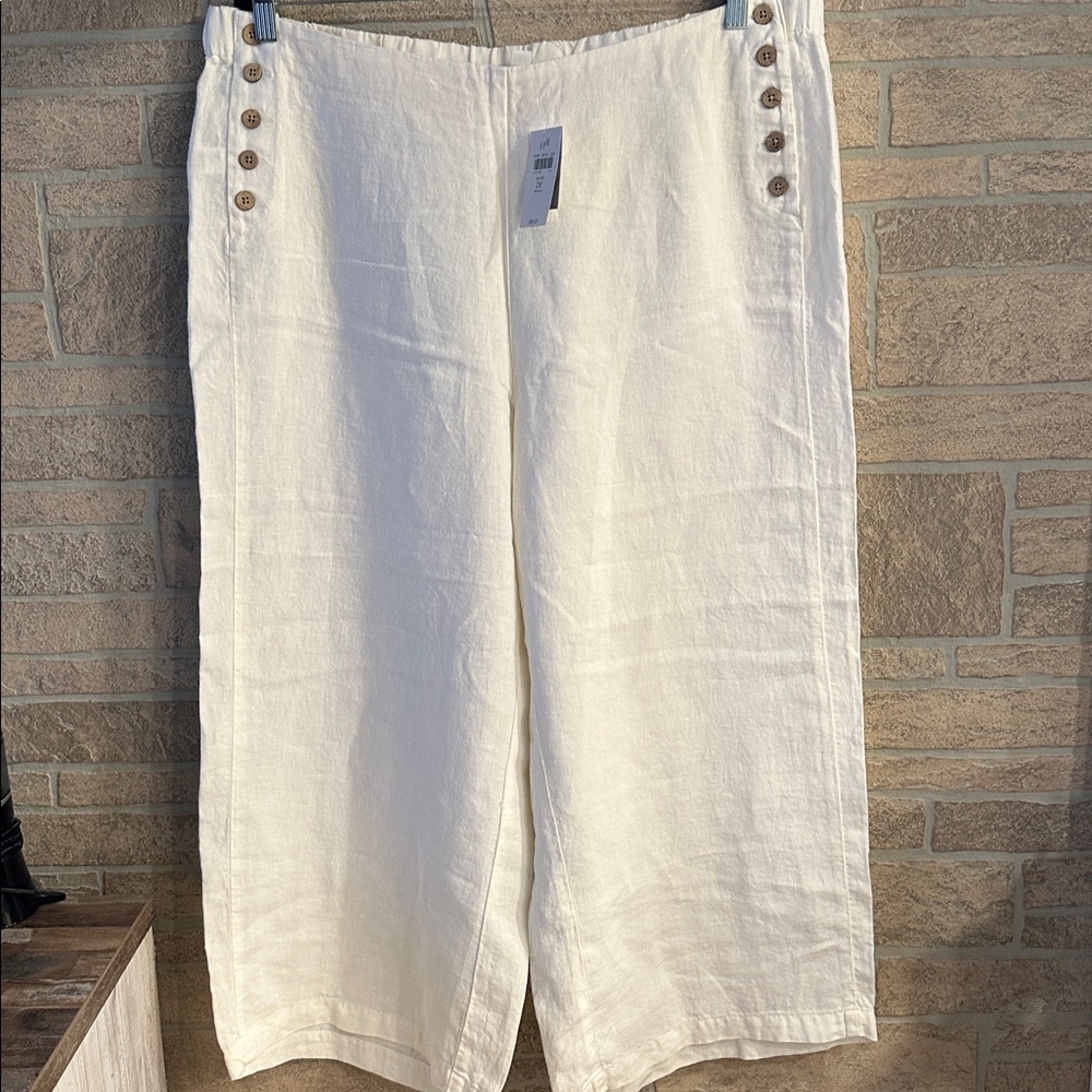 J Jill - High Rise Sailor Wide Leg Linen Pants NWT size 2X - Picture 2 of 6